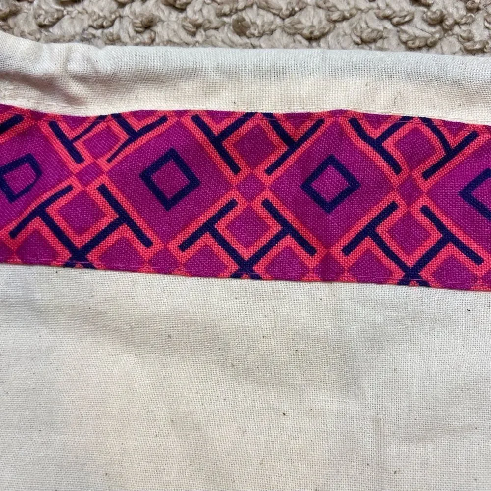 Brand New Large Tory Burch Dust Bag Pink and Navy Trim‎ TB Logo Charm